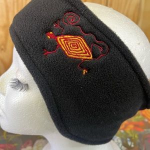 NEW Embroidered Black Fleece Headband Aztek Lizard.